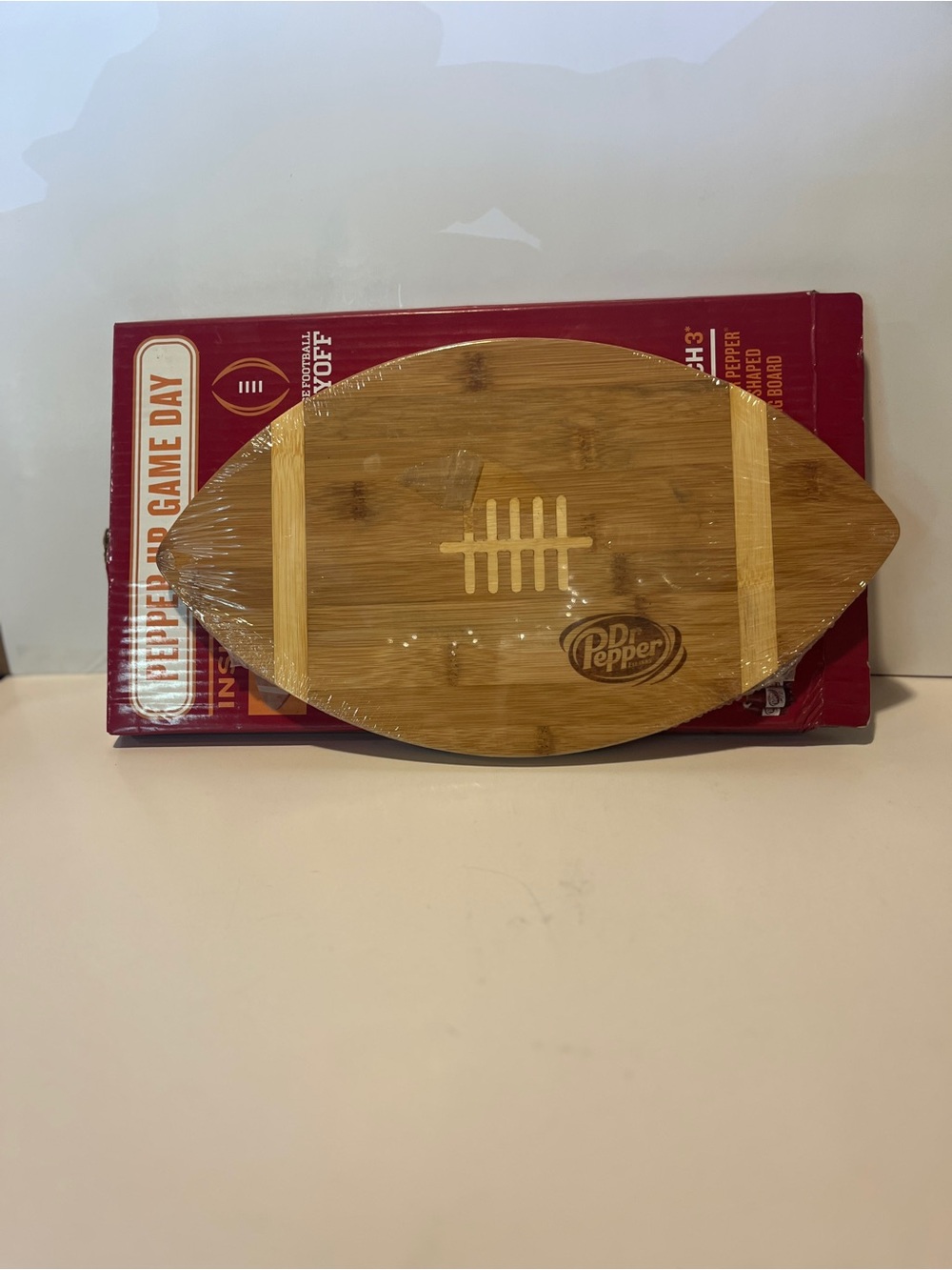 Dr. Pepper branded Bamboo Football Serving Board - Natural